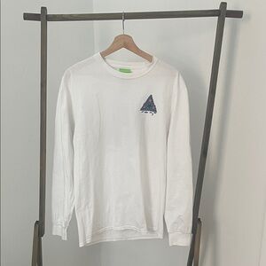 HUF White Long Sleeve Tee with Triangle Graphic